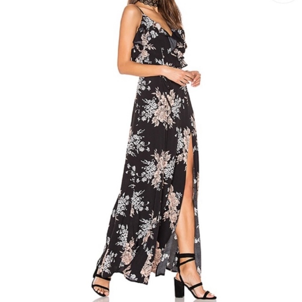 privacy please black floral maxi dress NWOT